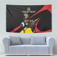 Uganda Rugby Custom Tapestry Black Crowned Crane Mascot - Sporty Style