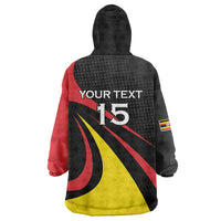 Uganda Rugby Custom Wearable Blanket Hoodie Black Crowned Crane Mascot - Sporty Style