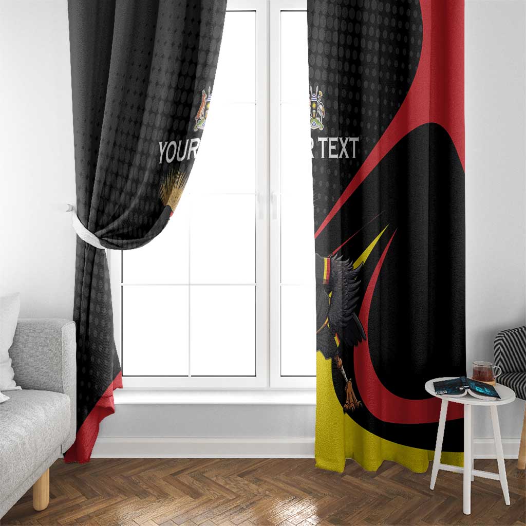Uganda Rugby Custom Window Curtain Black Crowned Crane Mascot - Sporty Style