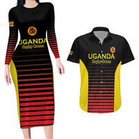 Uganda Rugby Custom Couples Matching Long Sleeve Bodycon Dress and Hawaiian Shirt Go Cranes