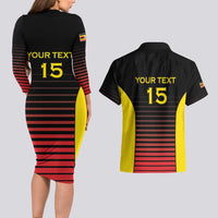 Uganda Rugby Custom Couples Matching Long Sleeve Bodycon Dress and Hawaiian Shirt Go Cranes