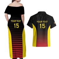 Uganda Rugby Custom Couples Matching Off Shoulder Maxi Dress and Hawaiian Shirt Go Cranes