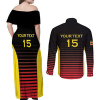 Uganda Rugby Custom Couples Matching Off Shoulder Maxi Dress and Long Sleeve Button Shirt Go Cranes