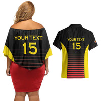 Uganda Rugby Custom Couples Matching Off Shoulder Short Dress and Hawaiian Shirt Go Cranes