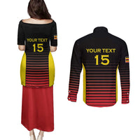 Uganda Rugby Custom Couples Matching Puletasi and Long Sleeve Button Shirt Go Cranes