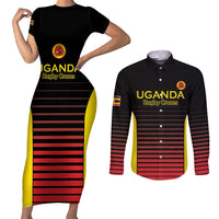 Uganda Rugby Custom Couples Matching Short Sleeve Bodycon Dress and Long Sleeve Button Shirt Go Cranes
