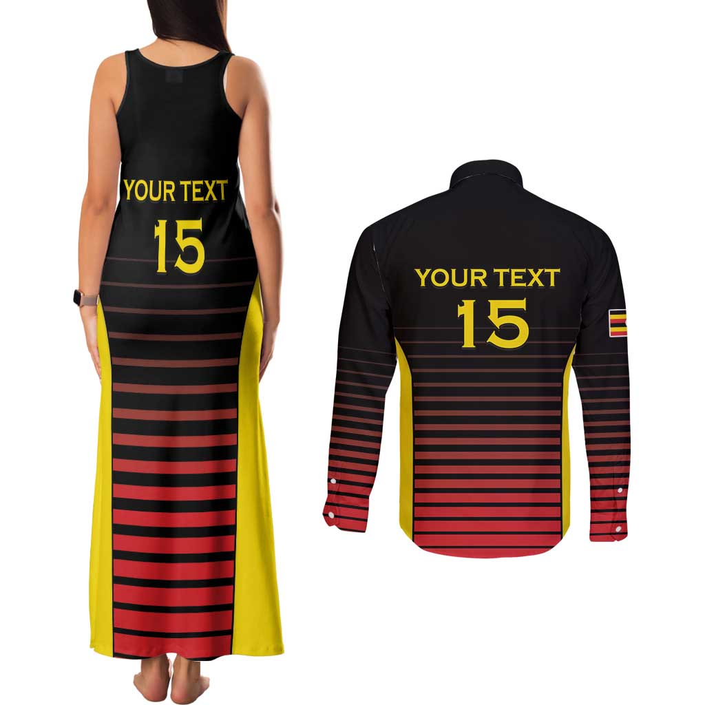 Uganda Rugby Custom Couples Matching Tank Maxi Dress and Long Sleeve Button Shirt Go Cranes