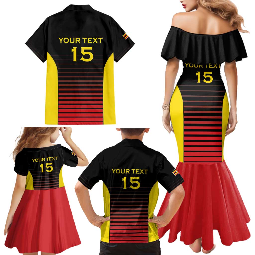 Uganda Rugby Custom Family Matching Mermaid Dress and Hawaiian Shirt Go Cranes