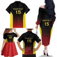 Uganda Rugby Custom Family Matching Off The Shoulder Long Sleeve Dress and Hawaiian Shirt Go Cranes