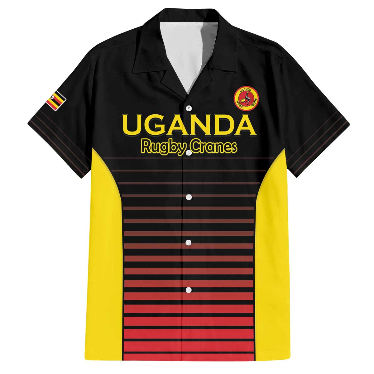 Uganda Rugby Custom Family Matching Off The Shoulder Long Sleeve Dress and Hawaiian Shirt Go Cranes