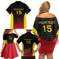 Uganda Rugby Custom Family Matching Off Shoulder Short Dress and Hawaiian Shirt Go Cranes