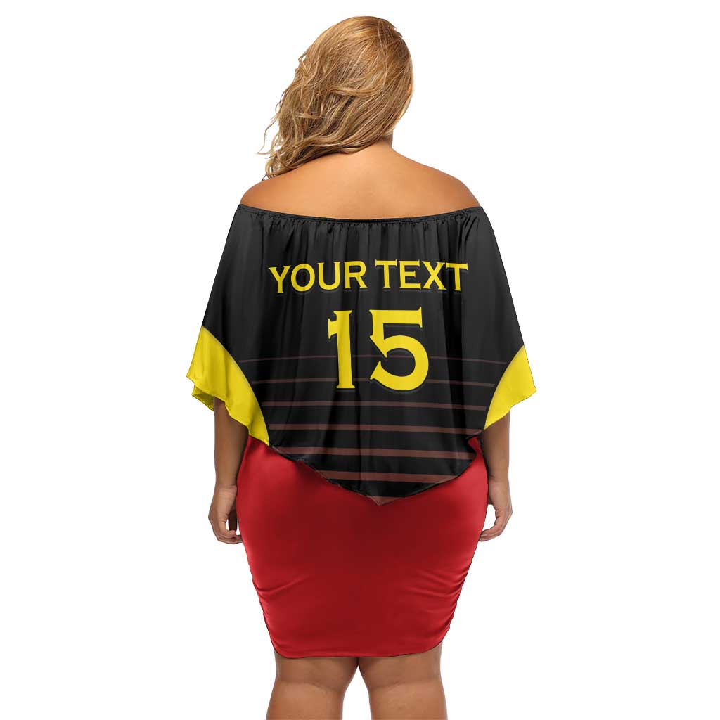 Uganda Rugby Custom Family Matching Off Shoulder Short Dress and Hawaiian Shirt Go Cranes