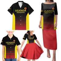 Uganda Rugby Custom Family Matching Puletasi and Hawaiian Shirt Go Cranes