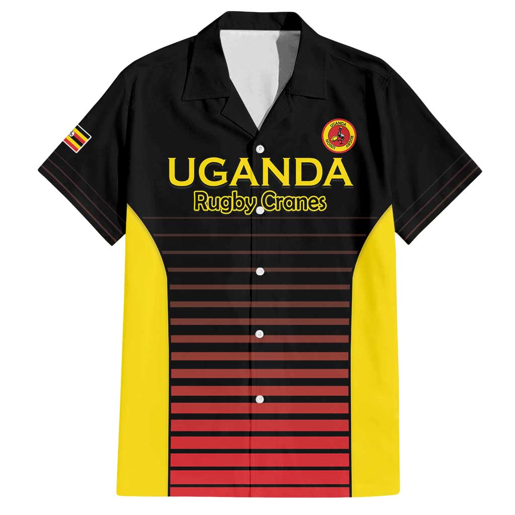 Uganda Rugby Custom Family Matching Puletasi and Hawaiian Shirt Go Cranes