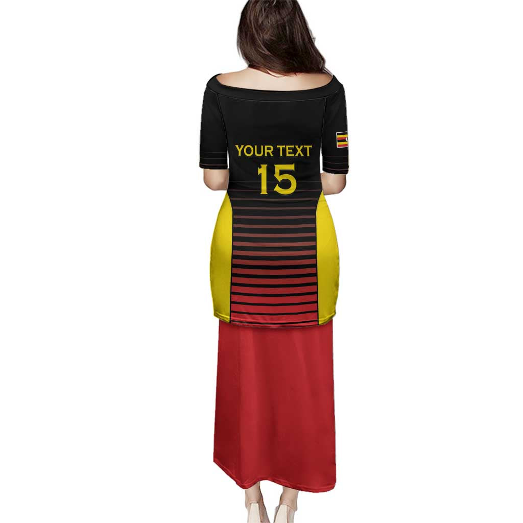 Uganda Rugby Custom Family Matching Puletasi and Hawaiian Shirt Go Cranes