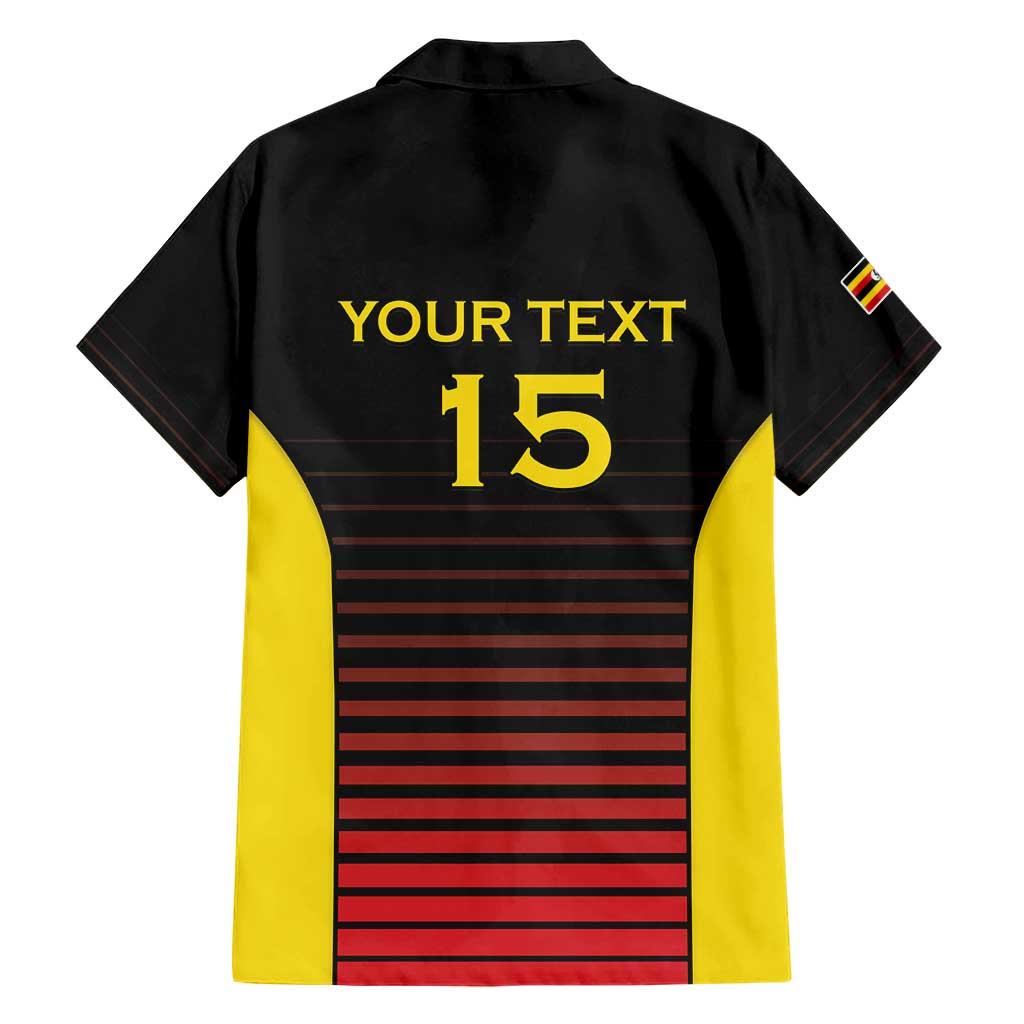 Uganda Rugby Custom Family Matching Short Sleeve Bodycon Dress and Hawaiian Shirt Go Cranes