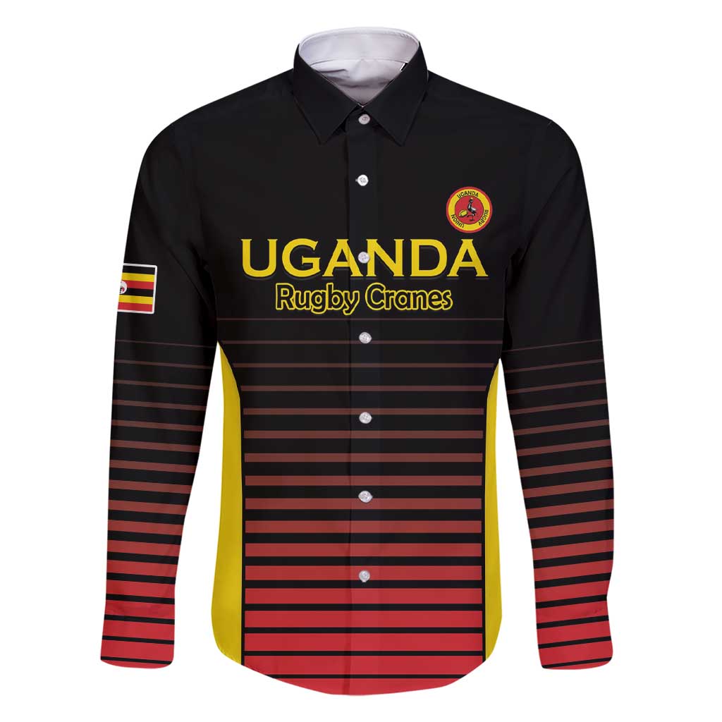 Uganda Rugby Custom Family Matching Short Sleeve Bodycon Dress and Hawaiian Shirt Go Cranes