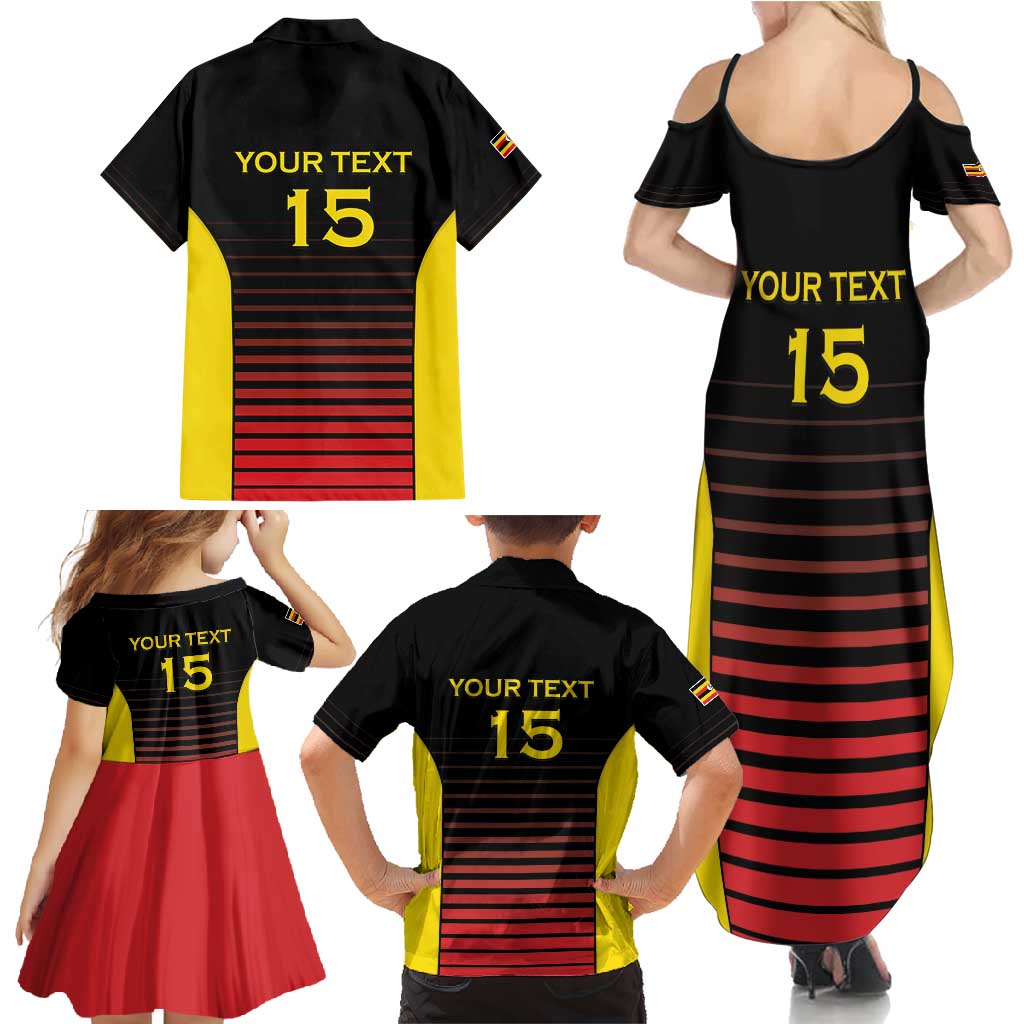 Uganda Rugby Custom Family Matching Summer Maxi Dress and Hawaiian Shirt Go Cranes