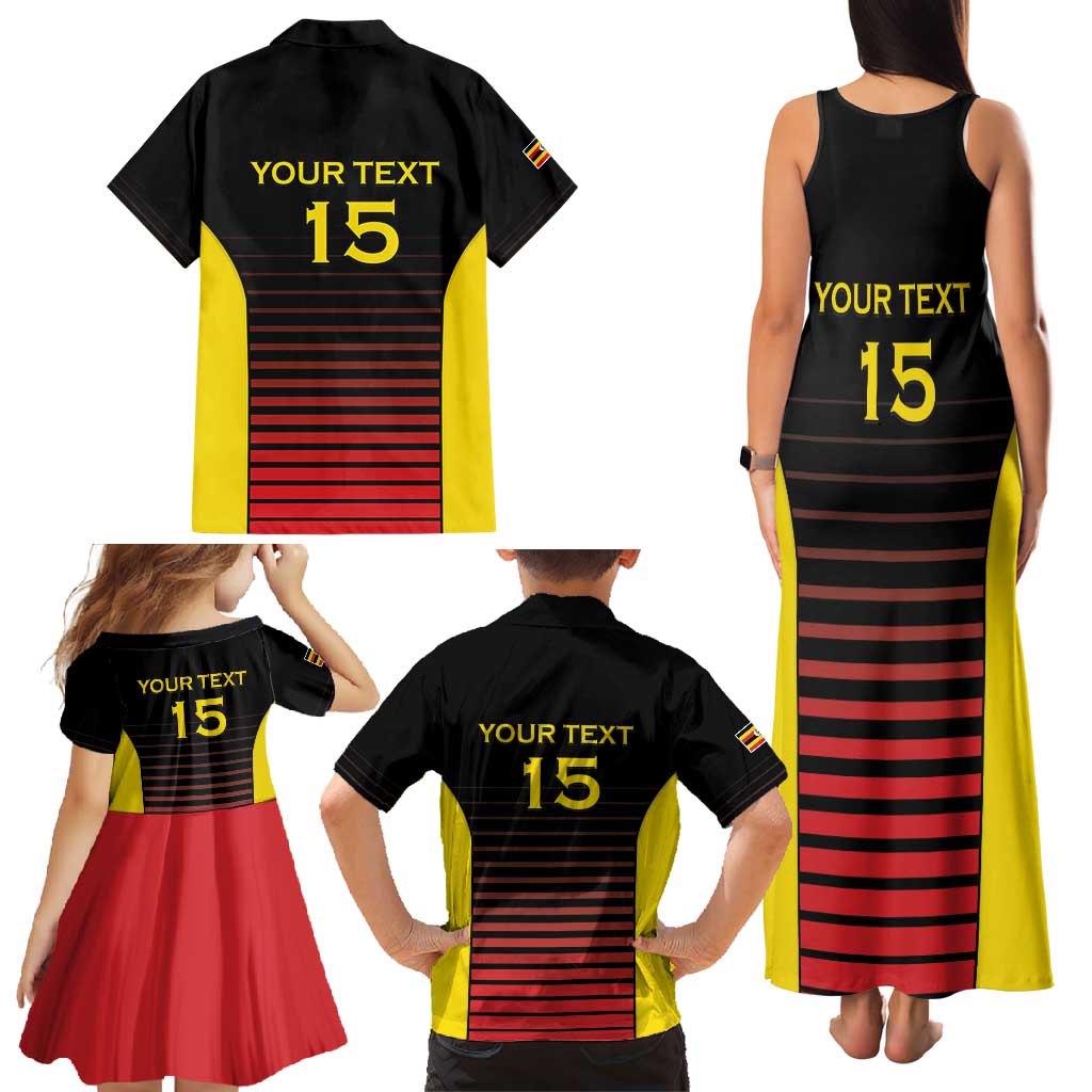 Uganda Rugby Custom Family Matching Tank Maxi Dress and Hawaiian Shirt Go Cranes
