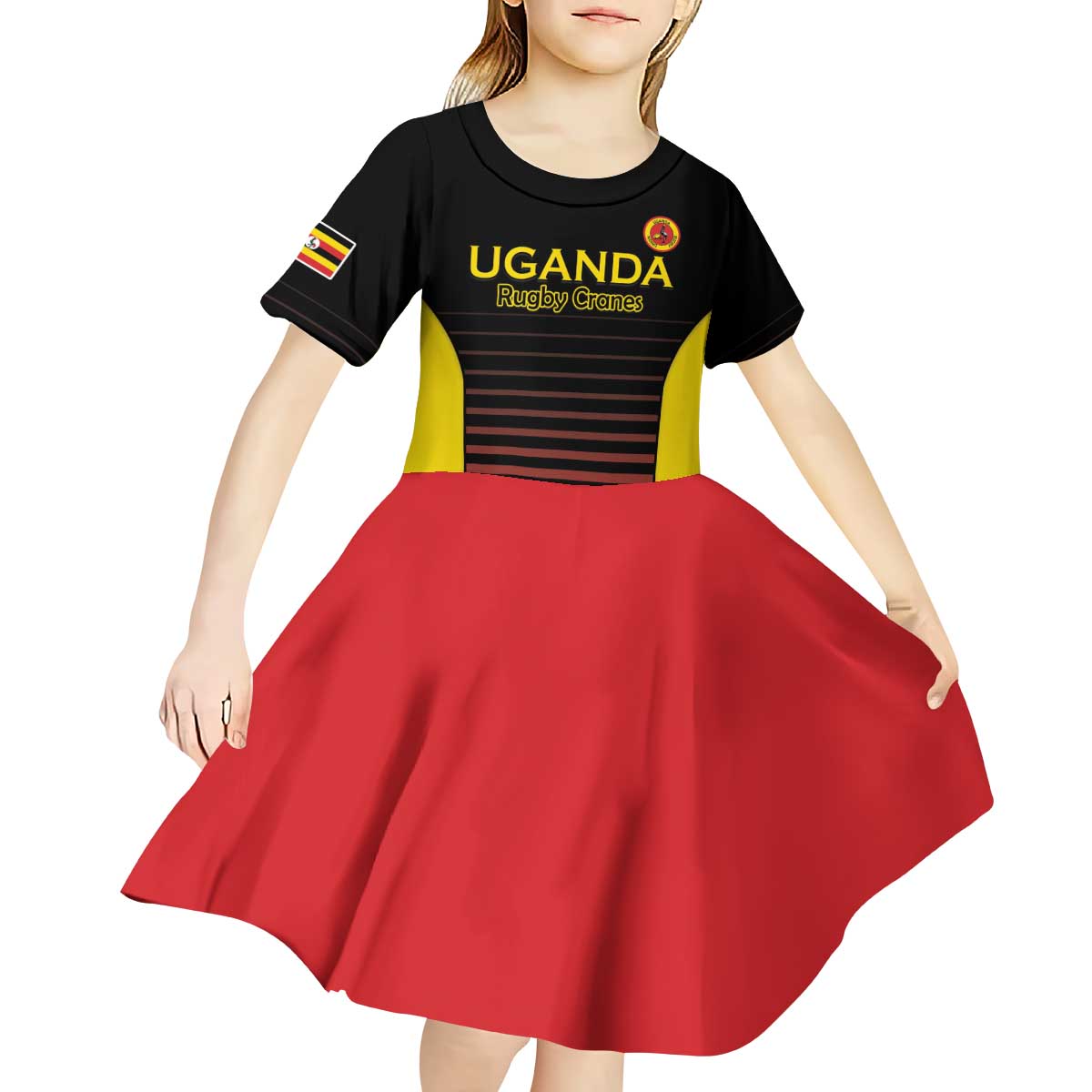 Uganda Rugby Custom Kid Short Sleeve Dress Go Cranes