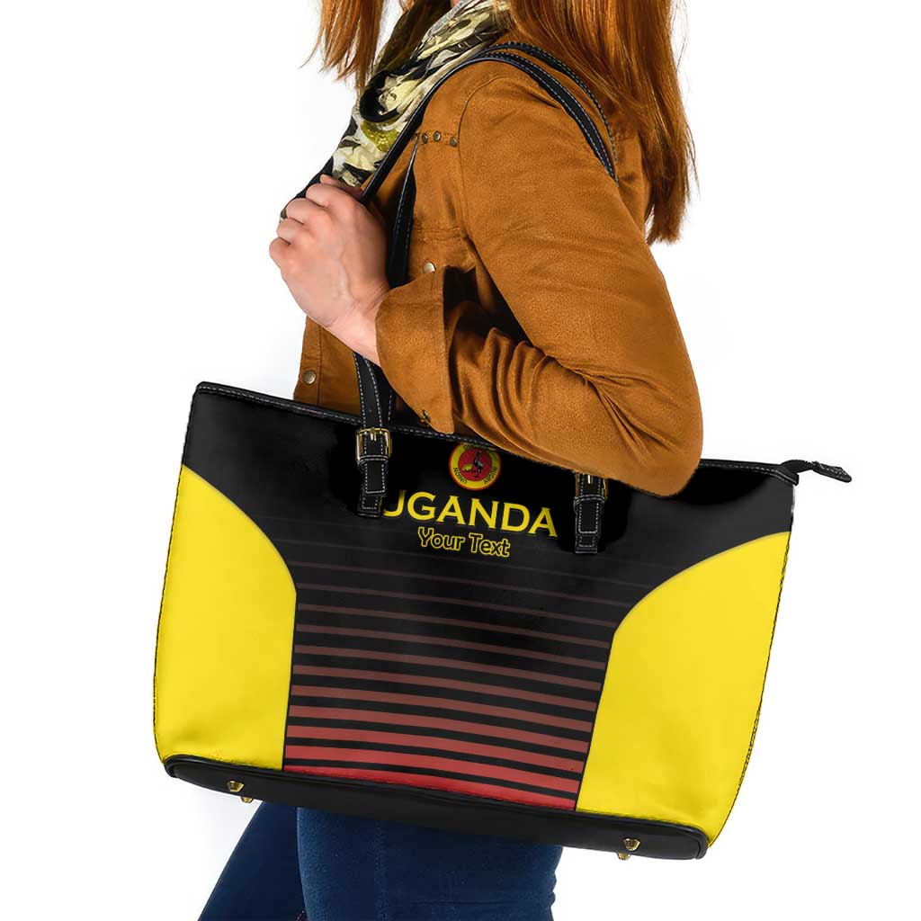 Uganda Rugby Custom Leather Tote Bag Go Cranes