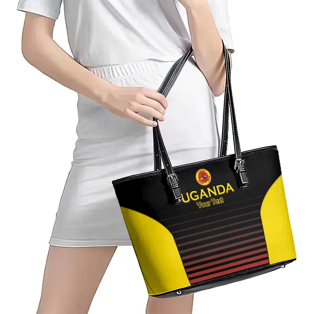 Uganda Rugby Custom Leather Tote Bag Go Cranes