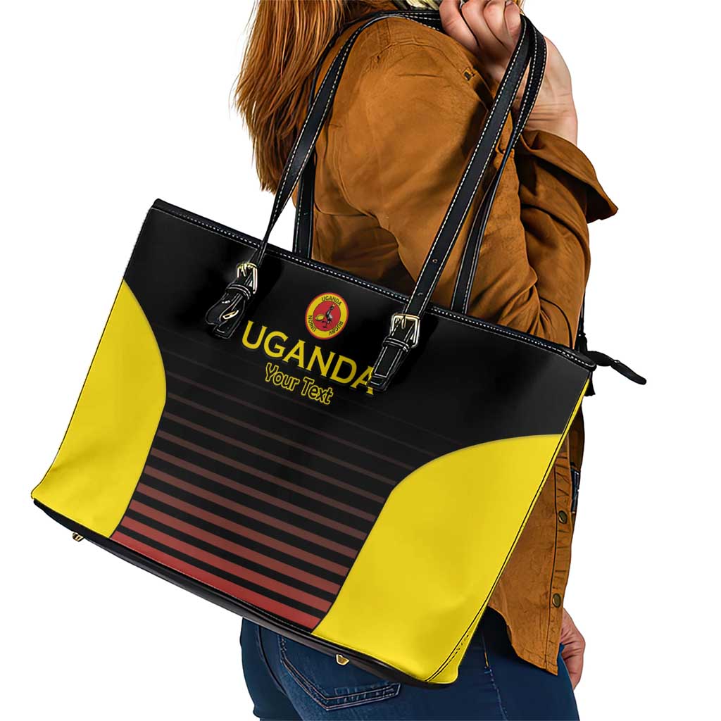 Uganda Rugby Custom Leather Tote Bag Go Cranes