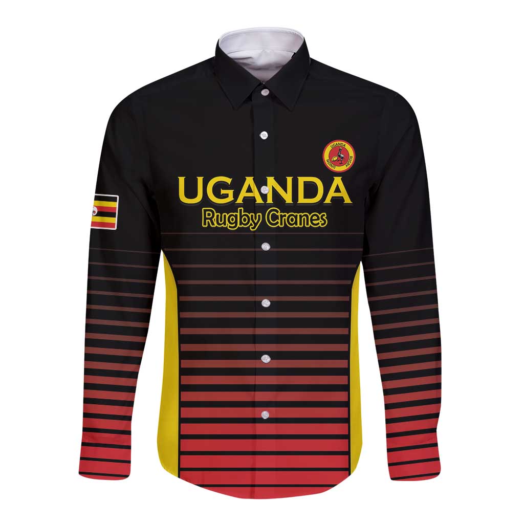 Uganda Rugby Custom Long Sleeve Button Shirt Go Cranes