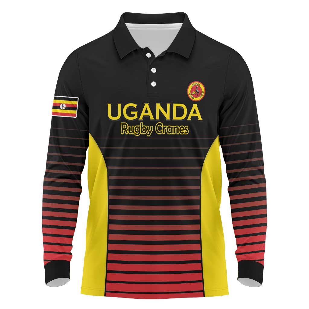 Uganda Rugby Custom Long Sleeve Polo Shirt Go Cranes