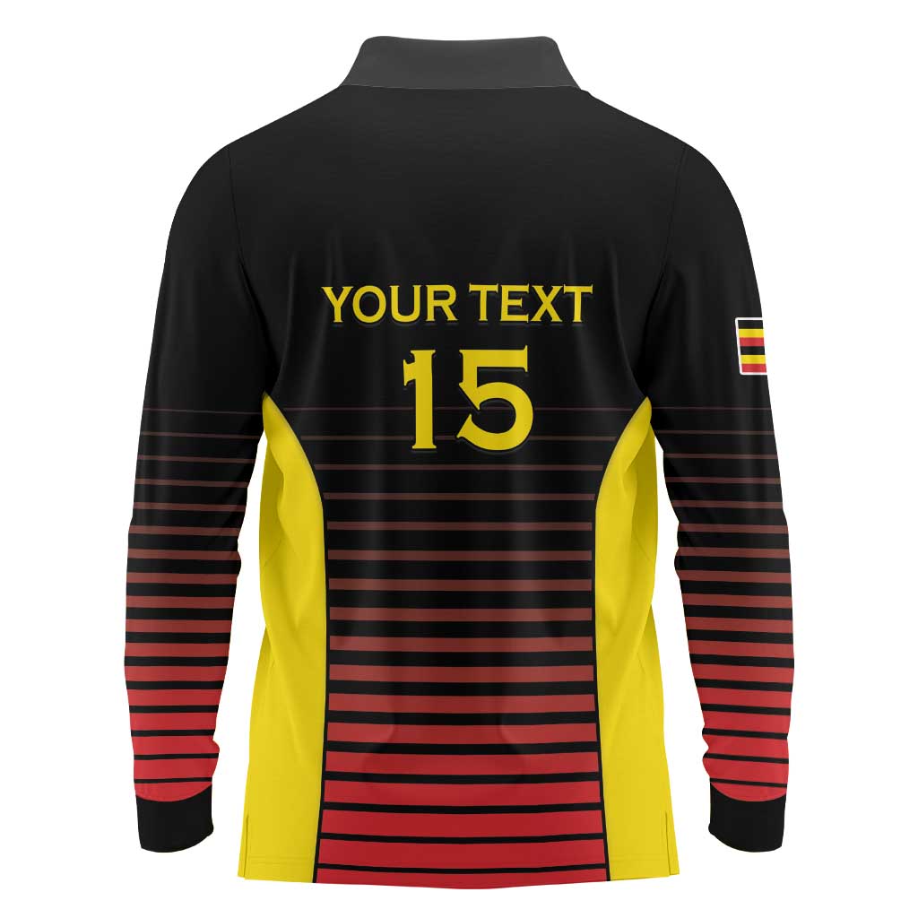 Uganda Rugby Custom Long Sleeve Polo Shirt Go Cranes