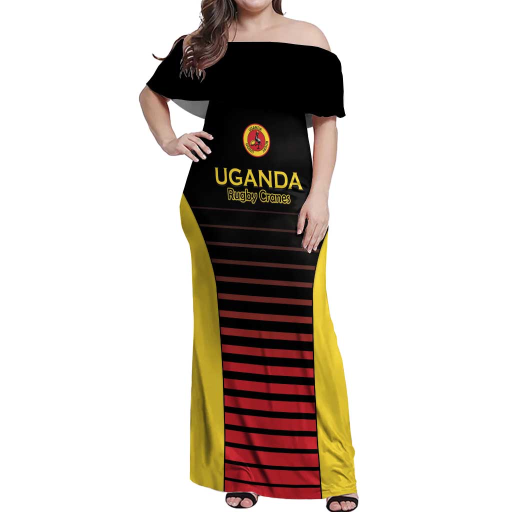 Uganda Rugby Custom Off Shoulder Maxi Dress Go Cranes