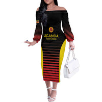 Uganda Rugby Custom Off The Shoulder Long Sleeve Dress Go Cranes