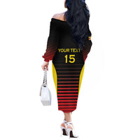Uganda Rugby Custom Off The Shoulder Long Sleeve Dress Go Cranes
