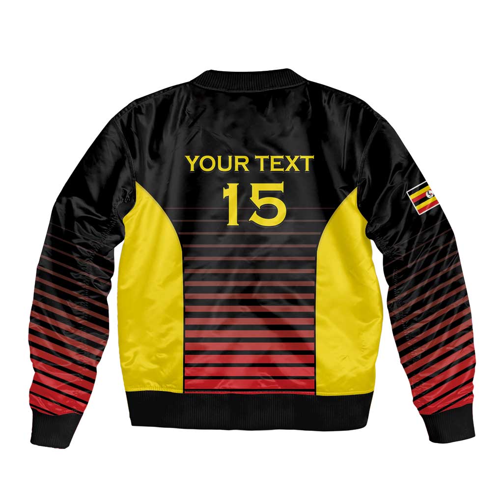 Uganda Rugby Custom Sleeve Zip Bomber Jacket Go Cranes
