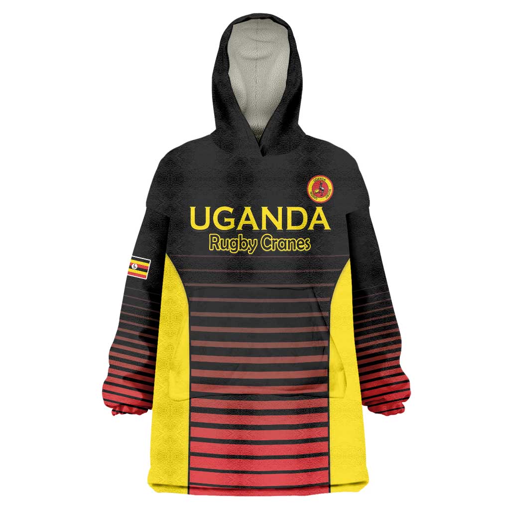Uganda Rugby Custom Wearable Blanket Hoodie Go Cranes