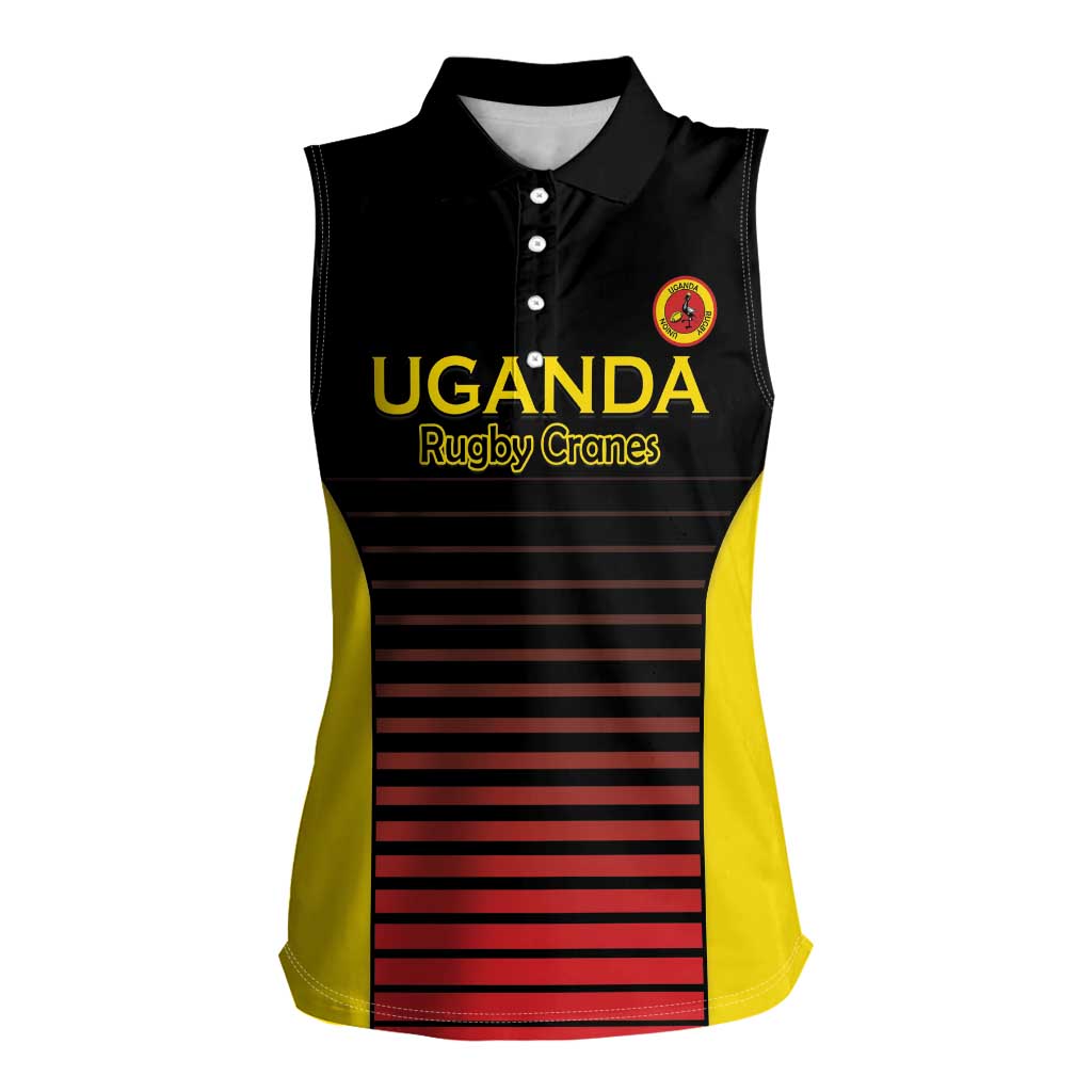 Uganda Rugby Custom Women Sleeveless Polo Shirt Go Cranes