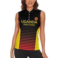 Uganda Rugby Custom Women Sleeveless Polo Shirt Go Cranes