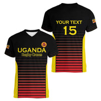 Uganda Rugby Custom Women V-Neck T-Shirt Go Cranes