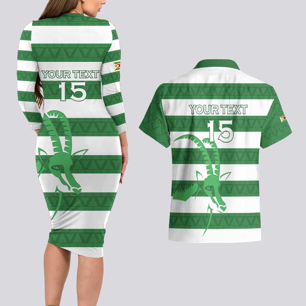 Zimbabwe Rugby Custom Couples Matching Long Sleeve Bodycon Dress and Hawaiian Shirt Go Sables Go