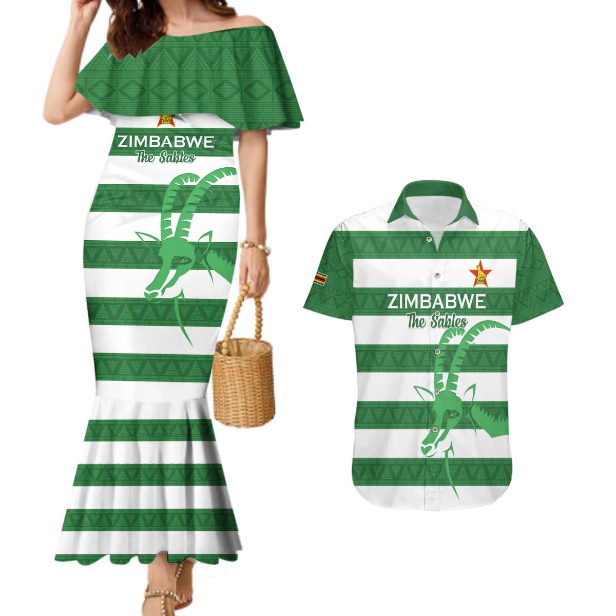 Zimbabwe Rugby Custom Couples Matching Mermaid Dress and Hawaiian Shirt Go Sables Go