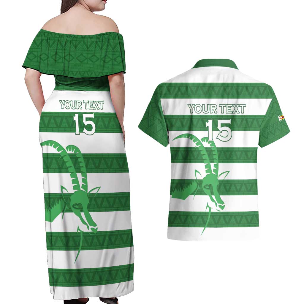 Zimbabwe Rugby Custom Couples Matching Off Shoulder Maxi Dress and Hawaiian Shirt Go Sables Go