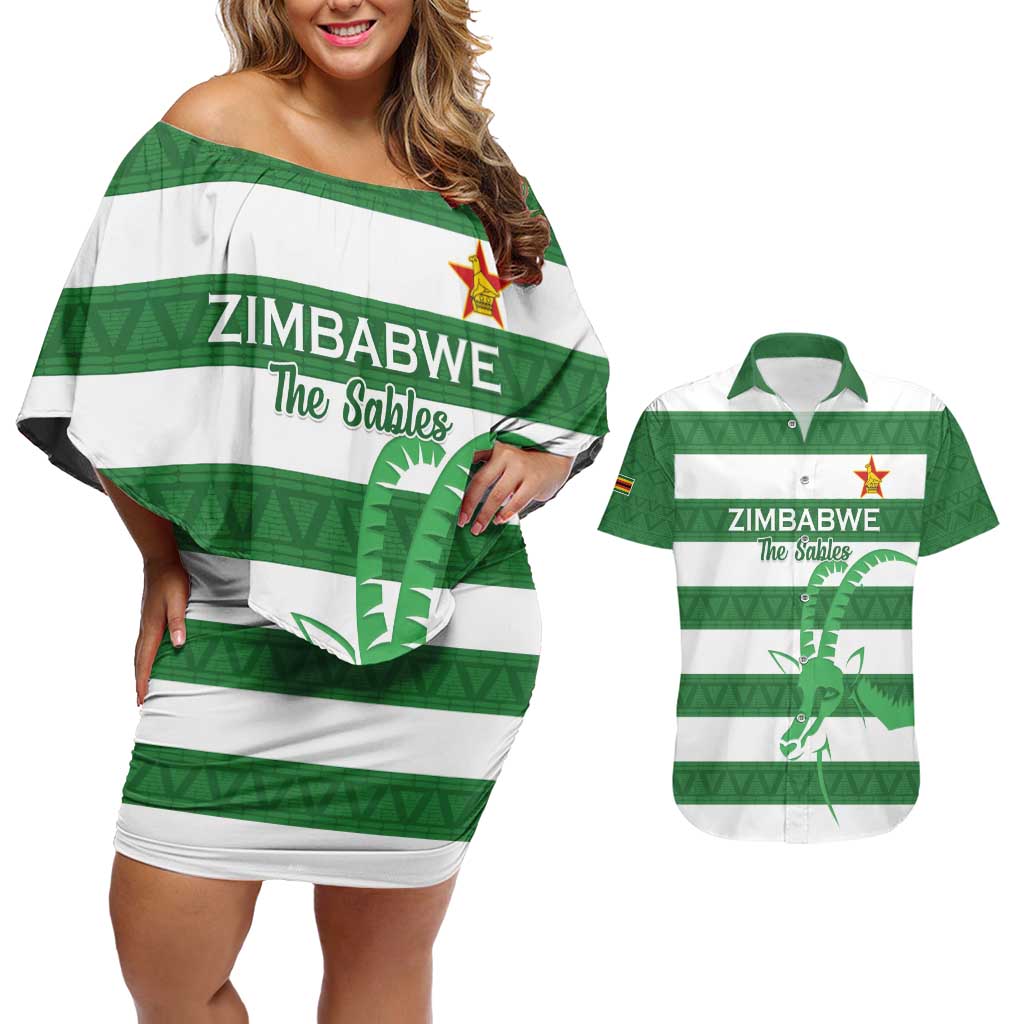 Zimbabwe Rugby Custom Couples Matching Off Shoulder Short Dress and Hawaiian Shirt Go Sables Go