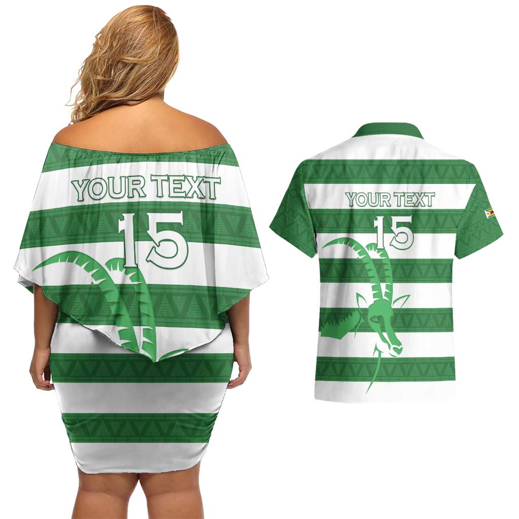 Zimbabwe Rugby Custom Couples Matching Off Shoulder Short Dress and Hawaiian Shirt Go Sables Go