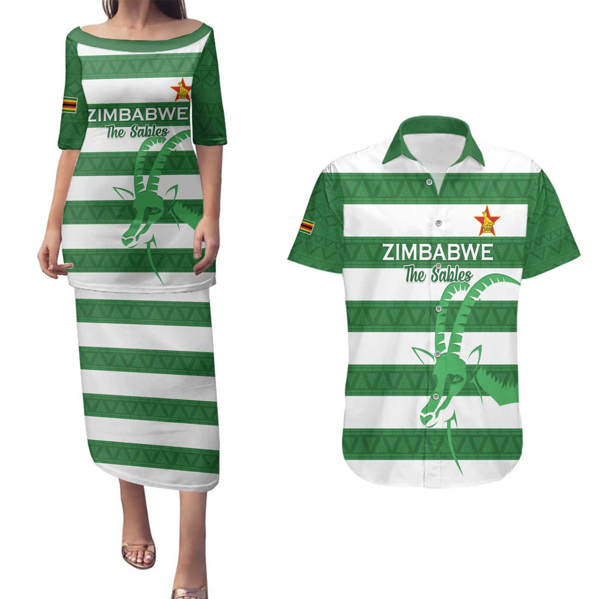 Zimbabwe Rugby Custom Couples Matching Puletasi and Hawaiian Shirt Go Sables Go