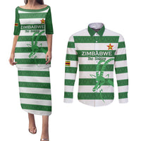 Zimbabwe Rugby Custom Couples Matching Puletasi and Long Sleeve Button Shirt Go Sables Go