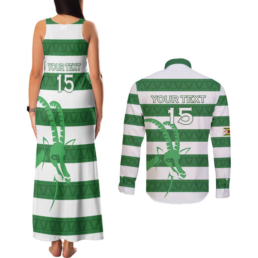 Zimbabwe Rugby Custom Couples Matching Tank Maxi Dress and Long Sleeve Button Shirt Go Sables Go