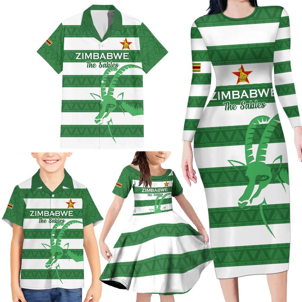 Zimbabwe Rugby Custom Family Matching Long Sleeve Bodycon Dress and Hawaiian Shirt Go Sables Go