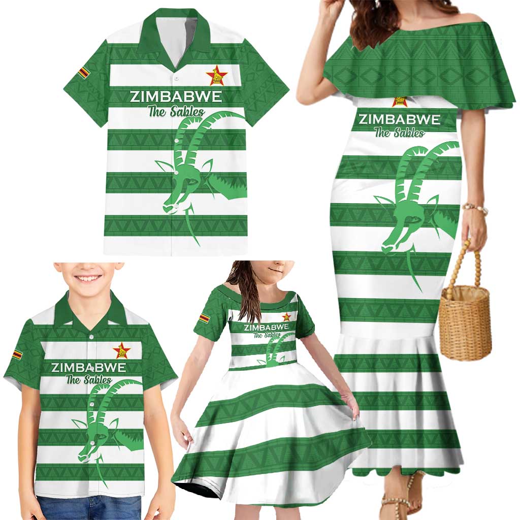 Zimbabwe Rugby Custom Family Matching Mermaid Dress and Hawaiian Shirt Go Sables Go