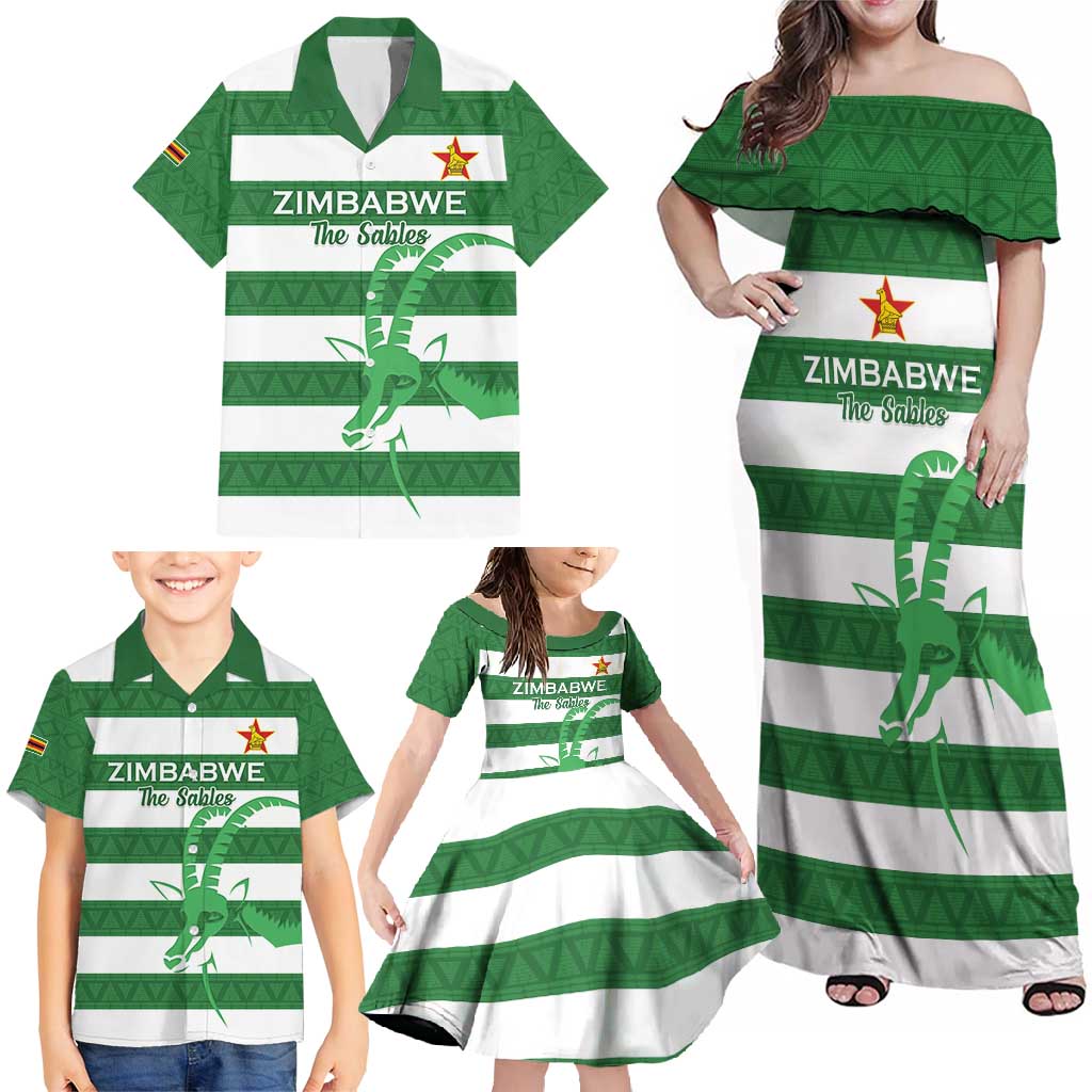 Zimbabwe Rugby Custom Family Matching Off Shoulder Maxi Dress and Hawaiian Shirt Go Sables Go
