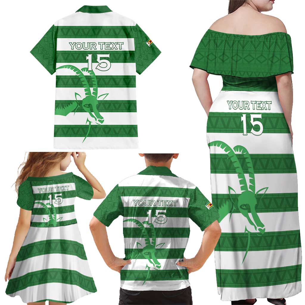 Zimbabwe Rugby Custom Family Matching Off Shoulder Maxi Dress and Hawaiian Shirt Go Sables Go